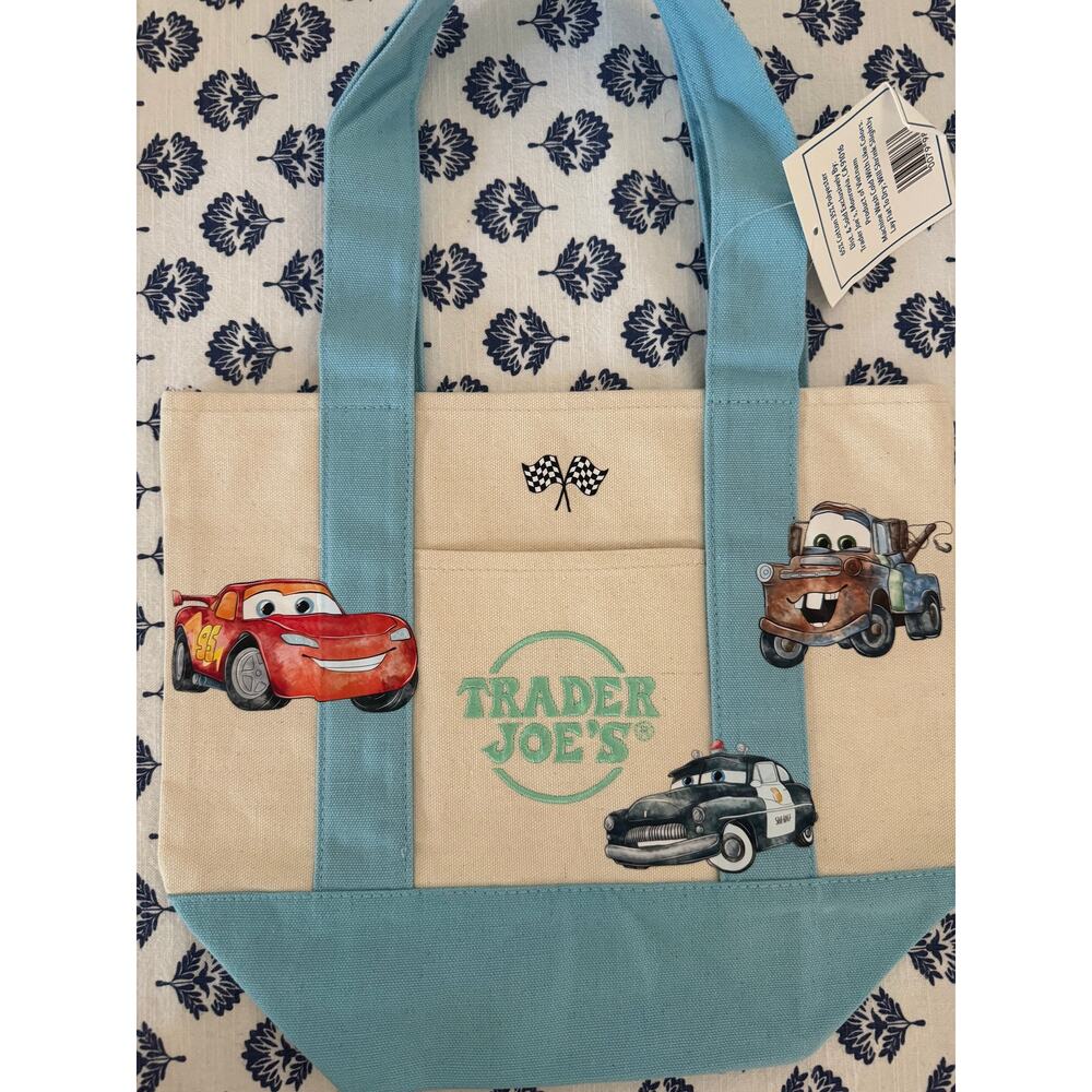 Disney Cars McQueen Double Sided Custom Made Trader Joes Mini Tote One of a Kind